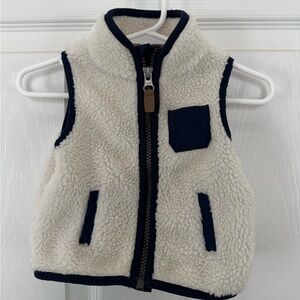 Baby Sherpa Fleece Vest - Cream and Navy